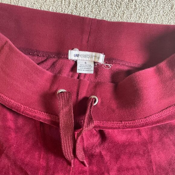 Liz Claiborne Burgundy Velour Lounge Pants | Wide Leg | Size S - Picture 3 of 4